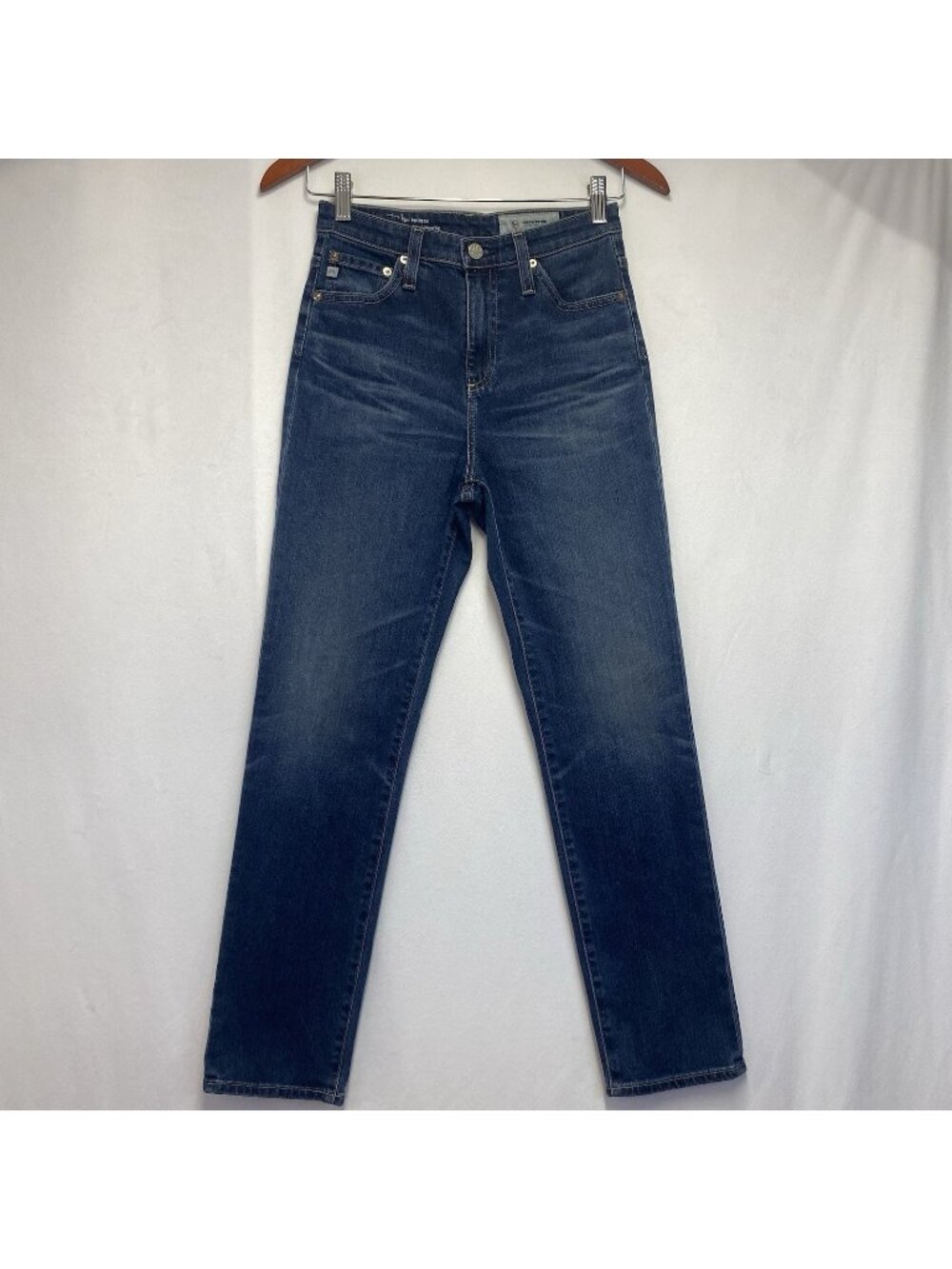 AG The Phoebe Vintage High Waisted Tapered Leg Denim Jeans Women 25R Dark Blue